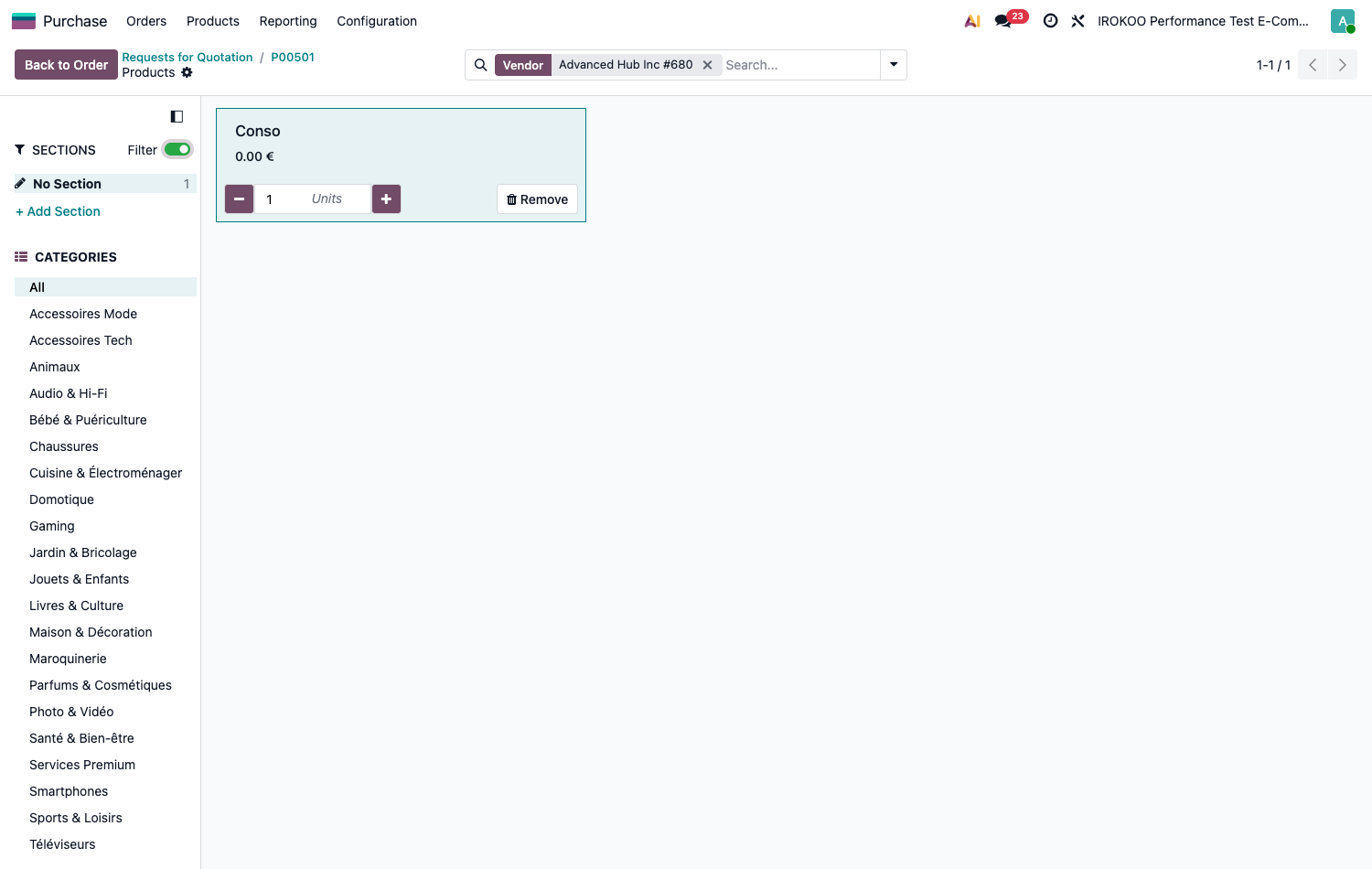 Quantity suggestion panel
