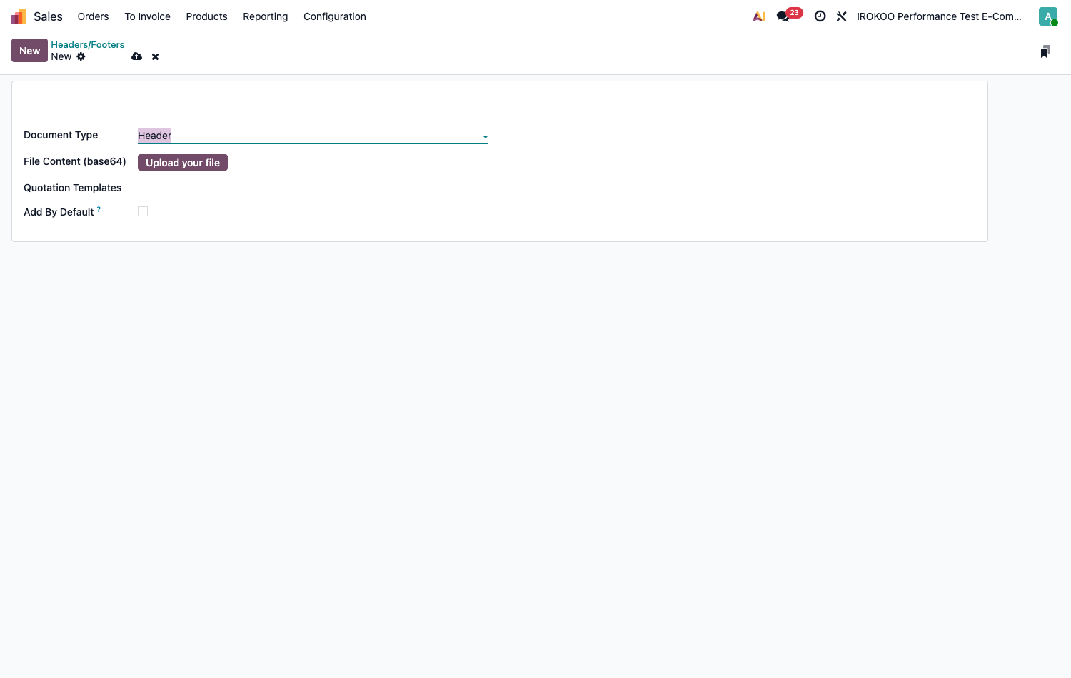 Configuring a quotation header